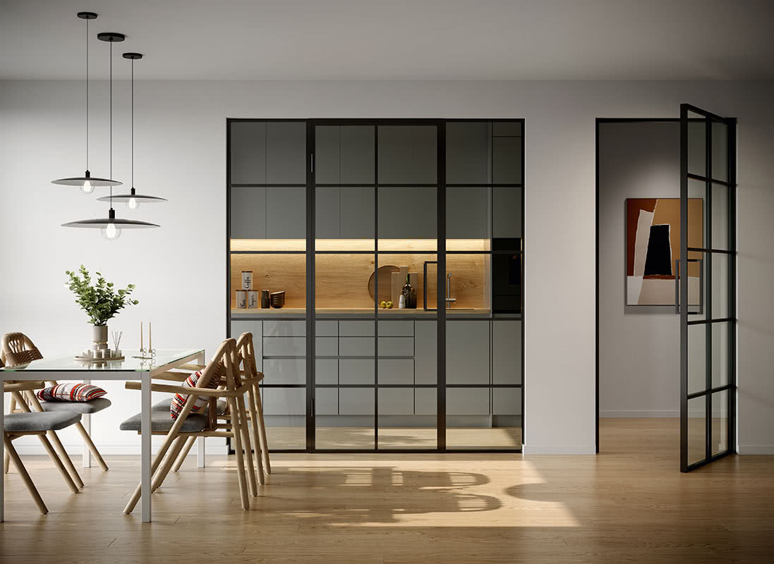 industrialne stalowe drzwi w lofcie